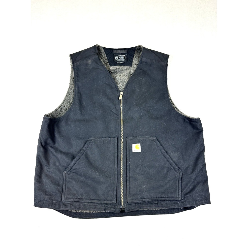 Carhartt Vest Men's Size XL Black Sherpa Fleece Relaxed Fit Full Zip 0V4394-M